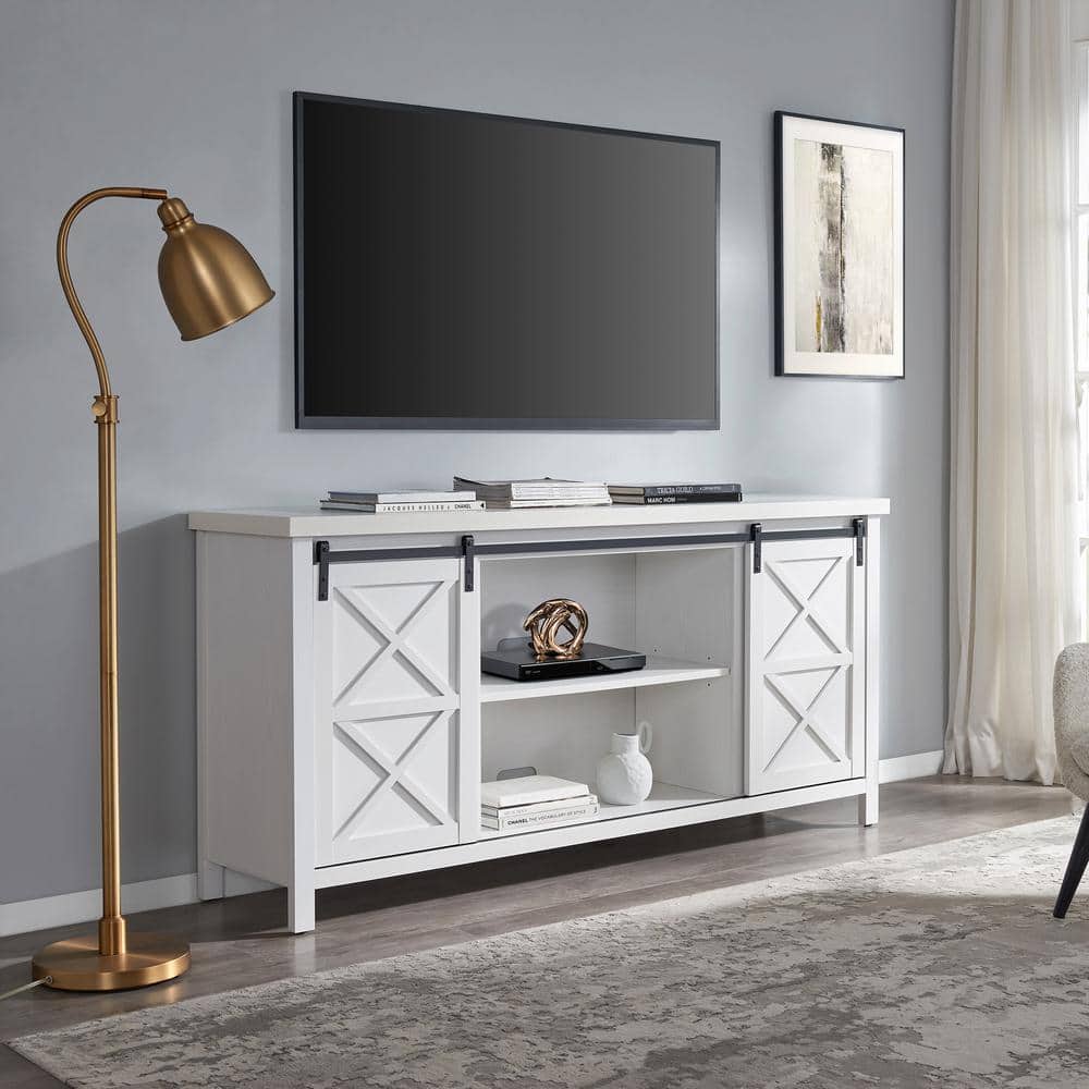 Elmwood White MDF TV Stand with Cabinet, 68"