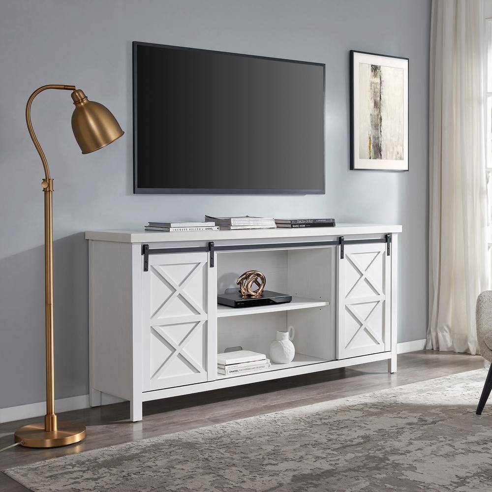 Elmwood White MDF TV Stand with Cabinet, 68"