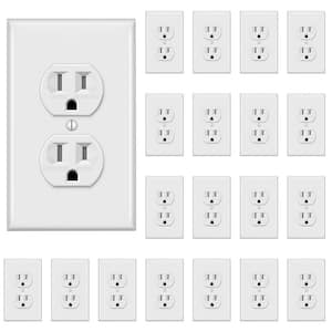 15A/125-Volt, Tamper-Resistant Duplex Receptacle Outlet with Wall Plate, Self-Grounding, 2-Pole in White (20-Pack)