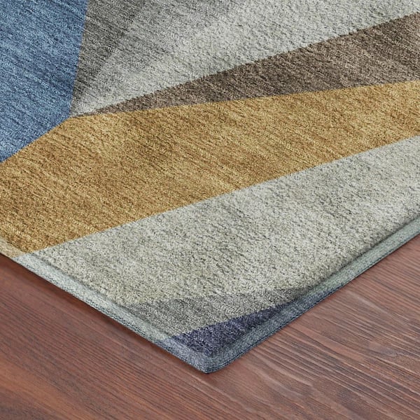 Mayfield Premium Machine Washable Abstract AMF2265 Gold 5 ft. x 7 ft. 6 in. Area Rug