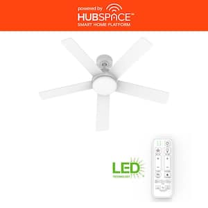 Carley 52 in. Integrated LED Indoor White Smart Ceiling Fan with Remote Control and CCT Powered by Hubspace