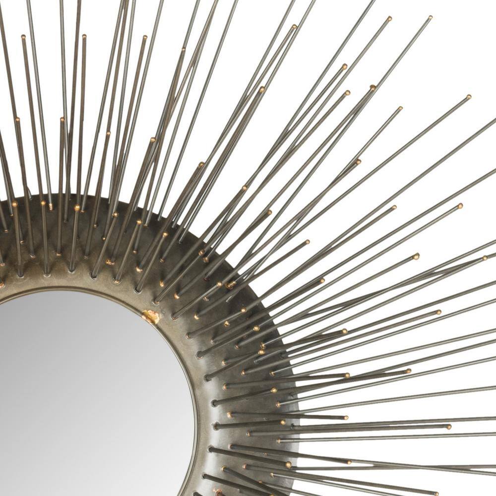 Contemporary Sunburst Round Mirror Set in Gold and Silver