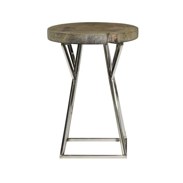 Litton Lane Brown Contemporary Stainless Steel Accent Table