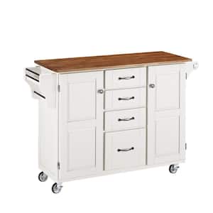 HomeStyles Create-a-Cart White Kitchen Cart with Oak Wood Top Deals