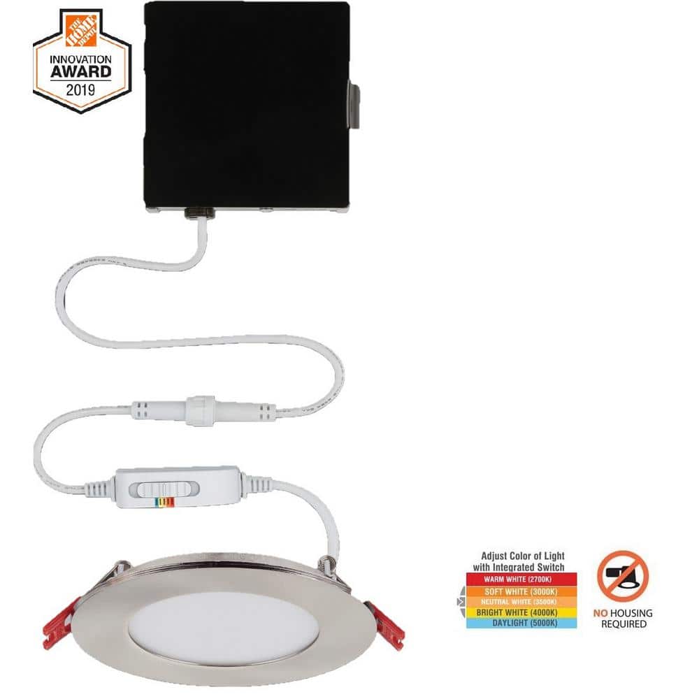 Ultra Slim Integrated LED 4 in Round Adj Color Temp Canless Recessed Light 