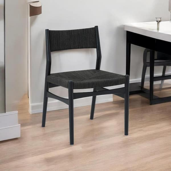 Natural and Black Wood 43 in. Pedestal Dining Table Seats 4