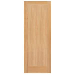 30 in. x 84 in. Unfinished Fir Veneer 1-Panel Shaker Flat Panel Solid Wood Interior Barn Door Slab