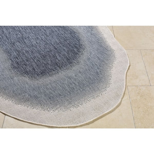 Miami Beach Blue Abstract 6 ft. 7 in. x 9 ft. Indoor/Outdoor Area Rug