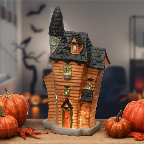 National Tree Company 12 in. Haunted House with Tower and LED Light  PG11-FJ80464-1 - The Home Depot