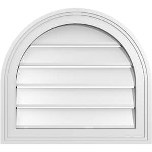 20 in. x 18 in. Round Top Surface Mount PVC Gable Vent: Functional with Brickmould Frame