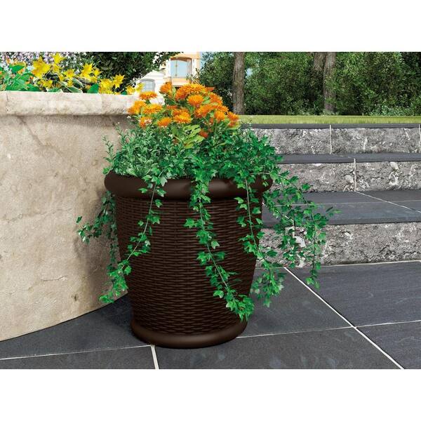 Resin Java Blow Molded UV Protected Outdoor 2 Pack NEW Round Planter Box 18 in 