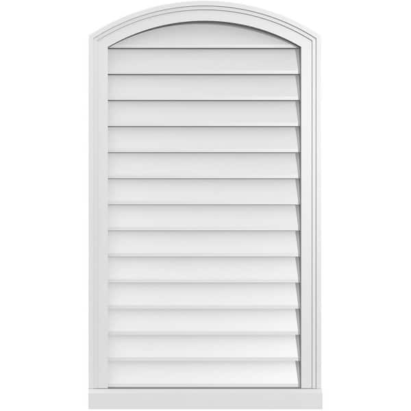Ekena Millwork 24 in. x 42 in. Arch Top Surface Mount PVC Gable Vent: Functional with Brickmould Sill Frame