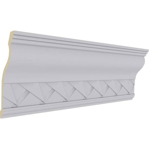 Ekena Millwork 3-3/4 in. x 9-1/8 in. x 94-1/4 in. Polyurethane Woodruff Crown Moulding