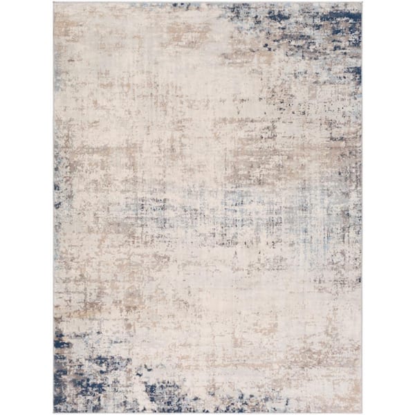 Hathor Navy 9 ft. x 12 ft. 3 in. Modern Abstract Polypropylene Rectangular Area Rug