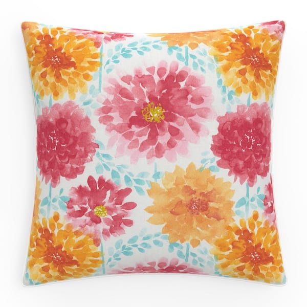 Pillow Perfect Bright Floral 25 in W x 5 in H Outdoor Floor Throw Pillows 1-Count in Pink Gardenia Bloom