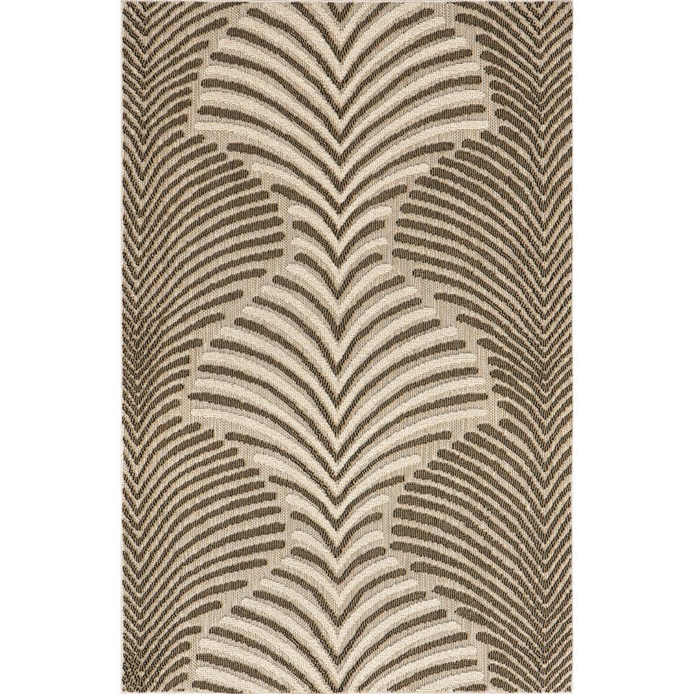 nuLOOM Mandie Modern Zebra Beige 8 ft. x 10 ft. Indoor/Outdoor Area Rug KKBR10A8010 The Home