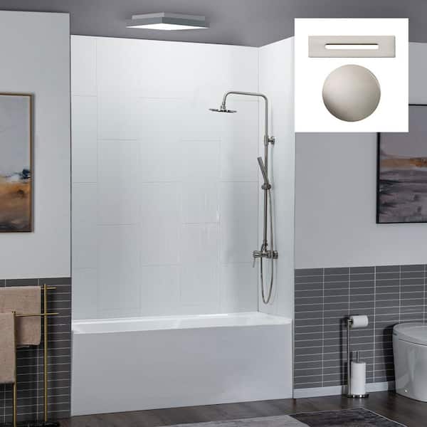 Mansfield Pro-Fit Steel 30-in x 60-in White Porcelain Enameled Steel Alcove  Soaking Bathtub (Right Drain) in the Bathtubs department at