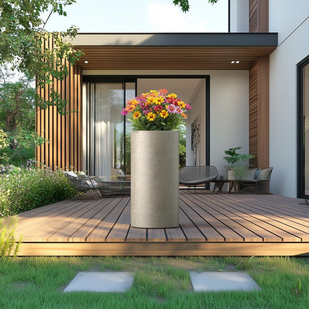 14.5 in. Large Light Gray (Enhanced Interior) Concrete Round Planter / Pot with Drainage Holes price history on PriceWatchPro