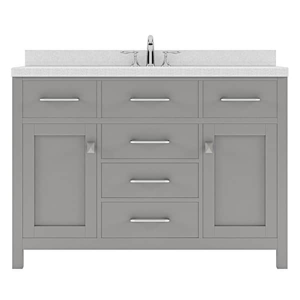 Virtu USA Caroline 48 in. W x 22 in. D x 35 in. H Single Sink Bath Vanity in Gray with Quartz Top