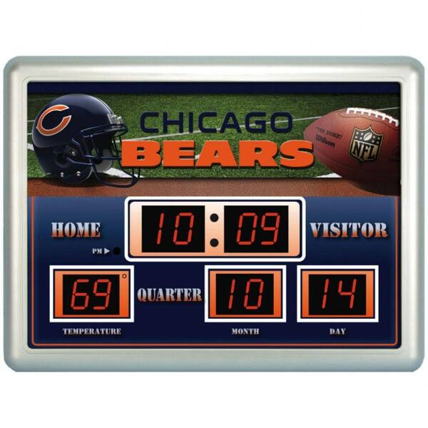 Team Sports America Chicago Bears 14 in. x 19 in. Scoreboard Clock with Temperature