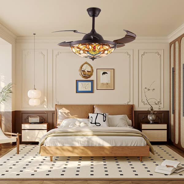 42 in. Integrated LED Indoor Brown Retractable Ceiling Fan with 6-Speed Reversible Motor and Remote Control