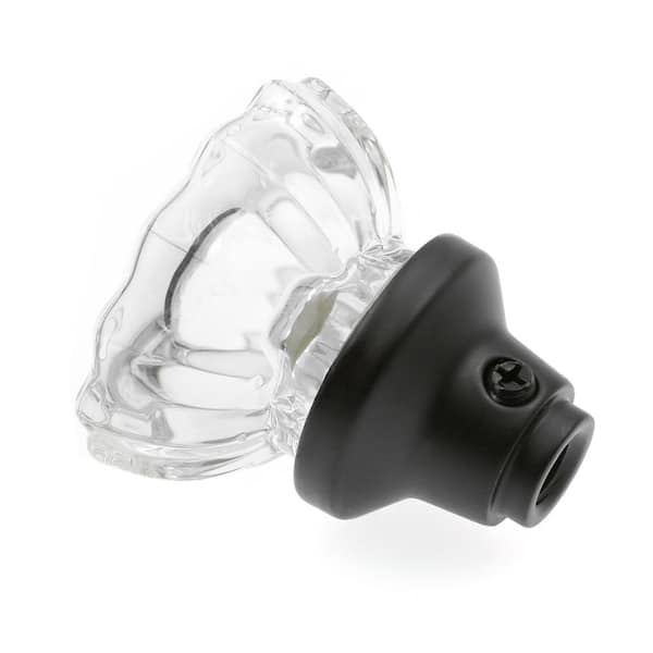 Fluted Glass Door Knobs with Satin Nickel Finished Bases, 2 in. Outside Diameter, Indoor Use Fluted Glass Door Knobs with Satin Nickel Finished Bases, 2 in. Outside Diameter, Indoor Use