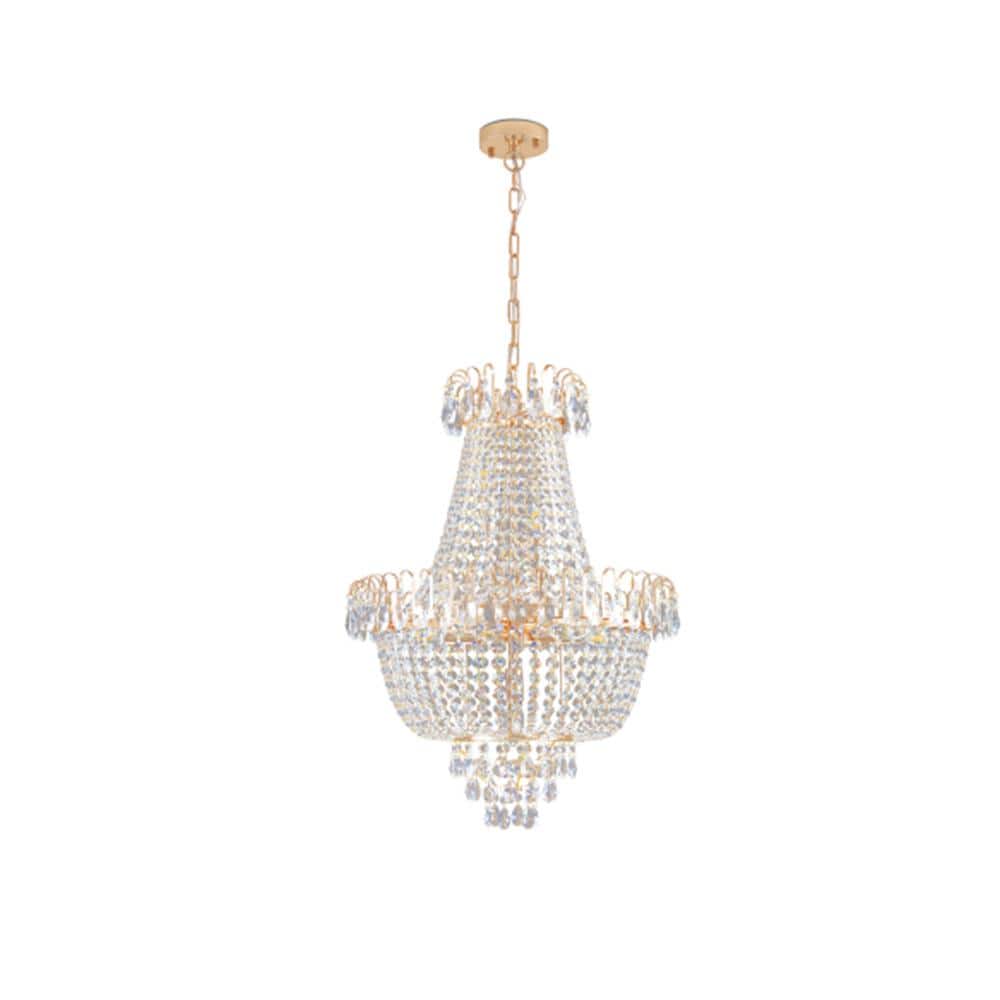 10-Light Gold Crystal Contemporary Chandelier for Living Room, Dining Room, Bedroom, Hallway (No Bulbs Included) price history on PriceWatchPro