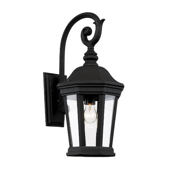 Bel Air Lighting Westfield 21 in. 1-Light Black Outdoor Wall Light Fixture with Clear Glass
