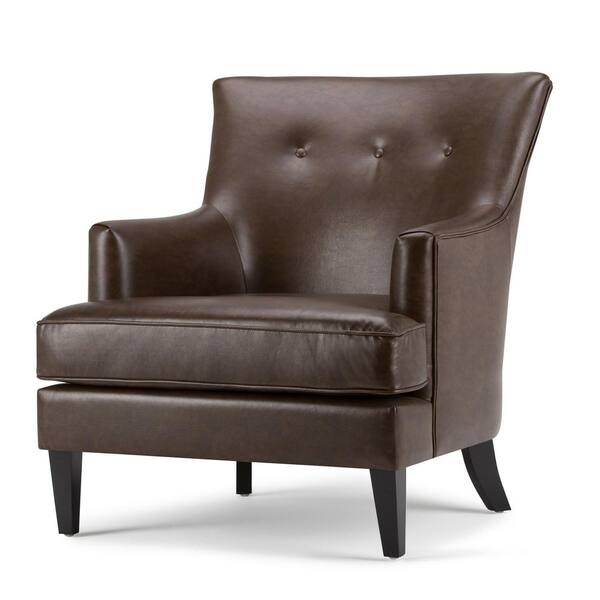 Simpli Home Galway Distressed Brown Leather Club Arm Chair