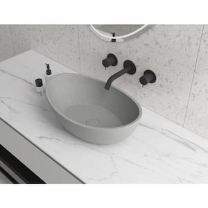 Gothic Gray Concreto Stone 21 in. L x 14 in. W x 7 in. H Oval Vessel Bathroom Sink