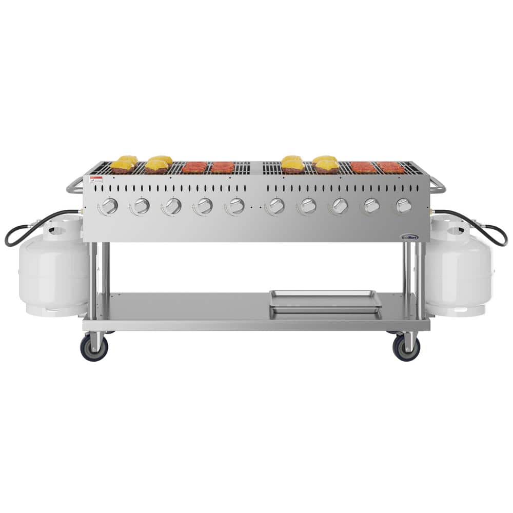 72 in. Portable Commercial Liquid Propane Grill in Stainless Steel