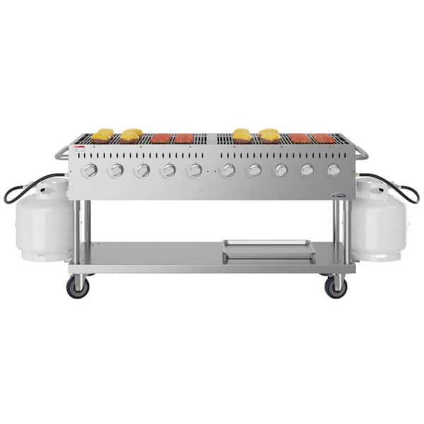 72 in. Portable Commercial Liquid Propane Grill in Stainless Steel
