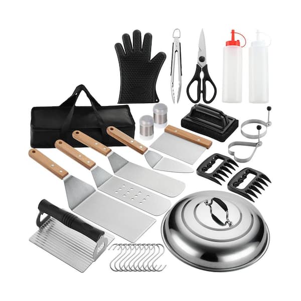 Stainless Steel Griddle Accessories Kit - 30PCS Flat Top Grill Tools Set for Breakfast, Outdoor Grilling, Teppanyaki