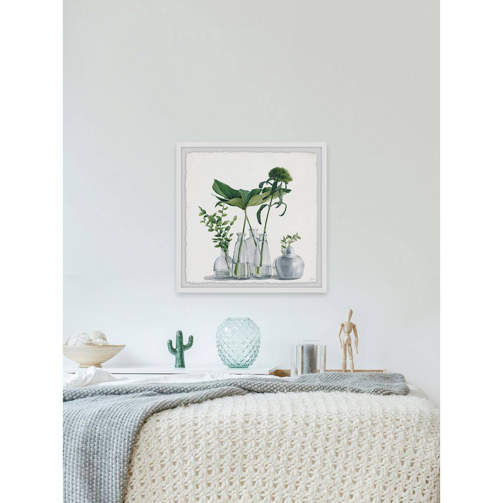 Clear Greens White Framed Nature Print on Canvas 12" x 12"