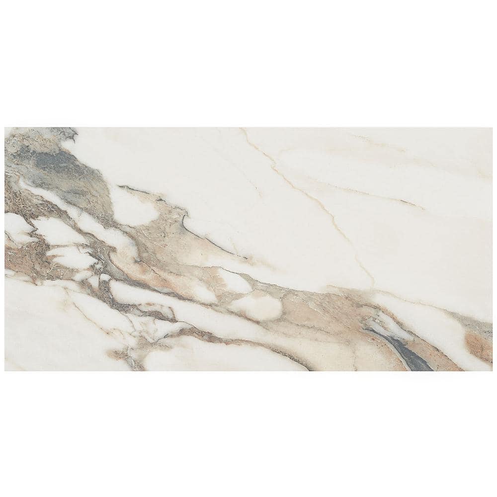 Calacatta Rustico 12" x 24" Polished Marble Look Porcelain Tile