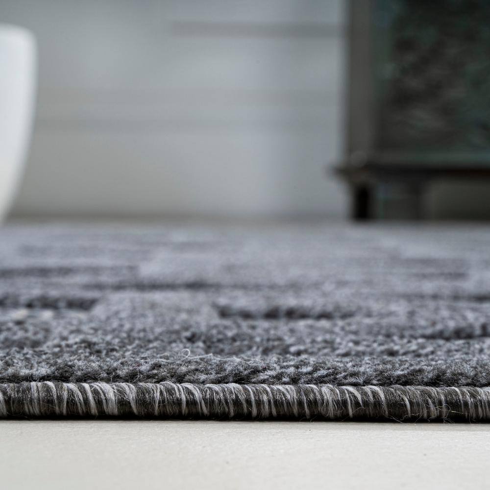 Talaia Dark Gray Geometric Synthetic Indoor/Outdoor Runner Rug