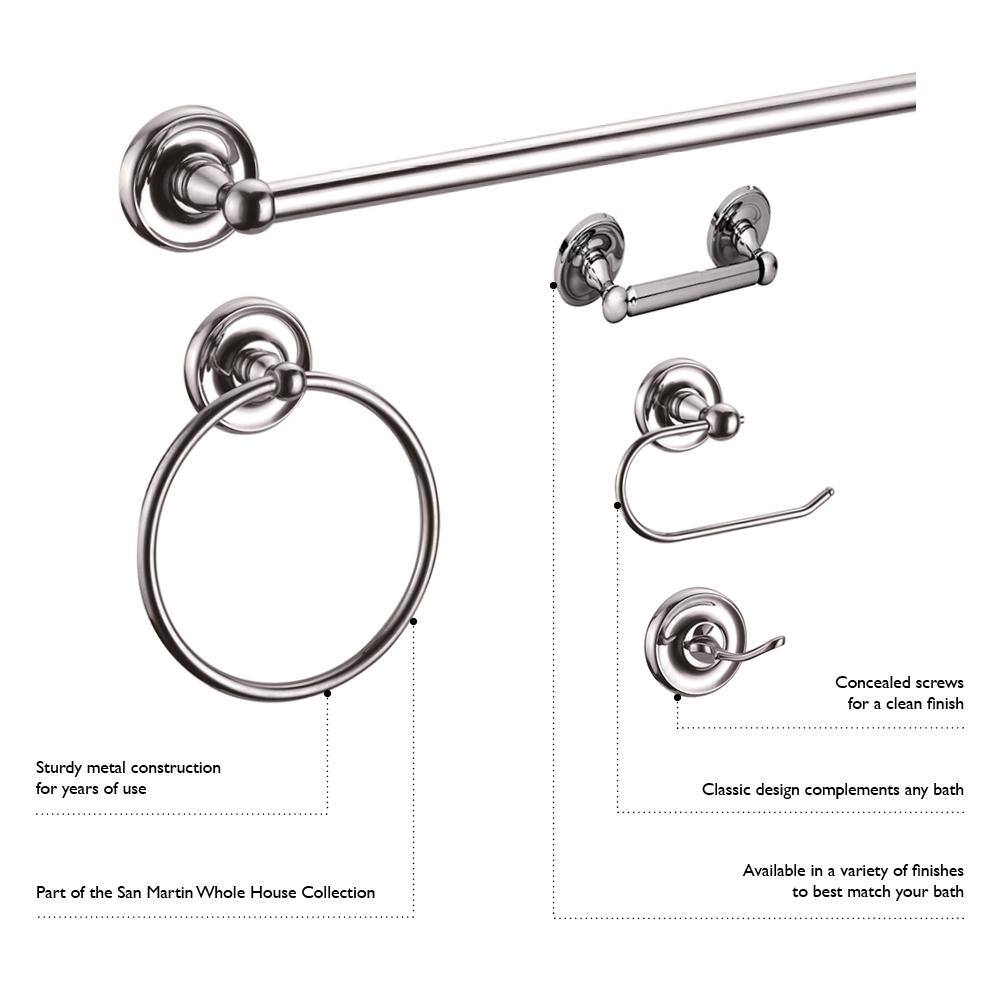 Satin Nickel 4-Piece Bathroom Accessory Kit with Towel Ring