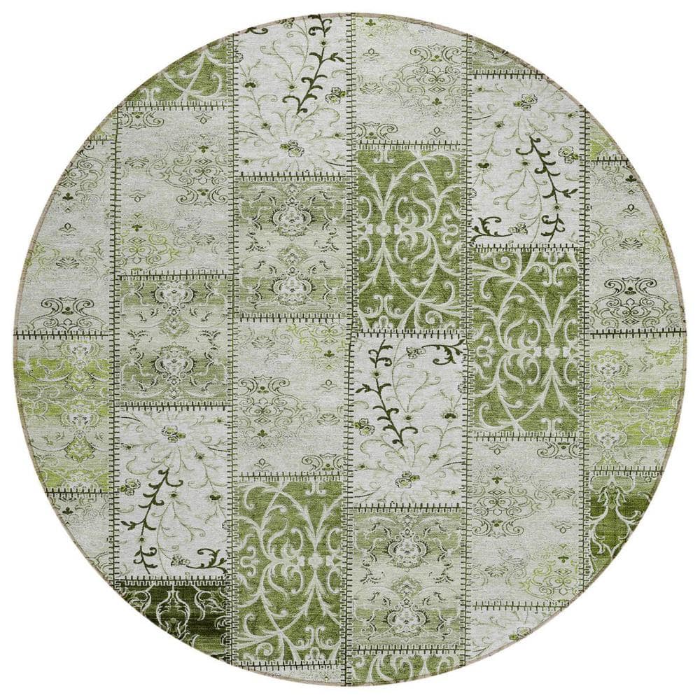 Green 8 ft. Round Woven Plaid Round Indoor/Outdoor Area Rug price history on PriceWatchPro