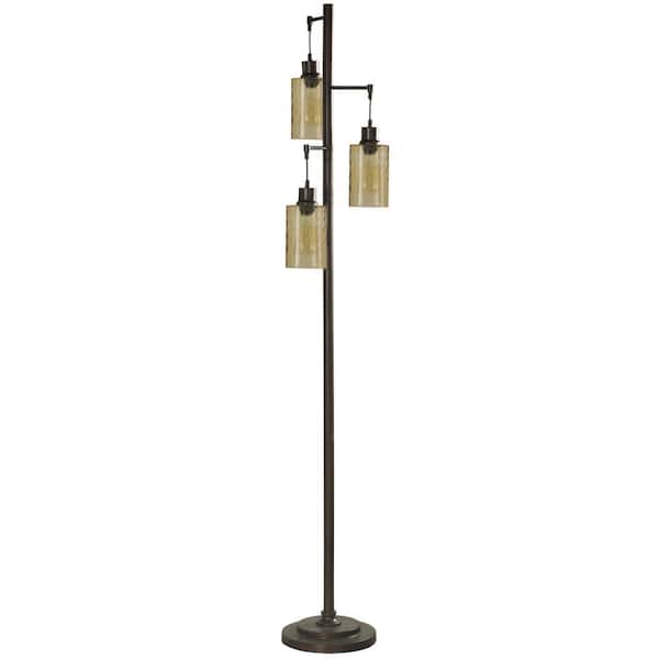 72" Rich Bronze Floor Lamp Traditional Style Lighting Fixture w/ Glass Shade NEW