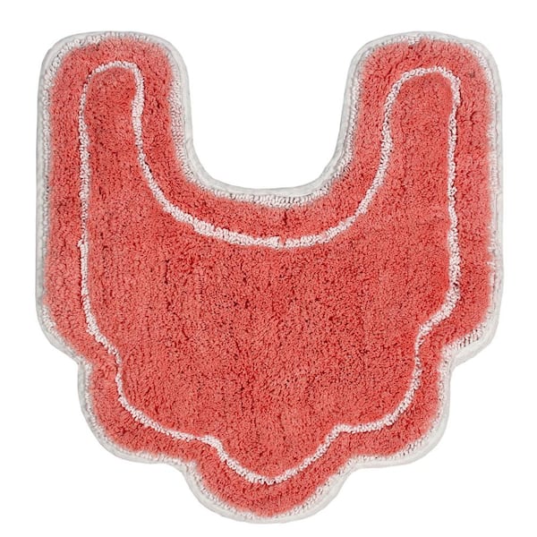 Allure Collection 100% Cotton U Shaped Toilet Rug, 20 in. x20 in. Contour, Coral