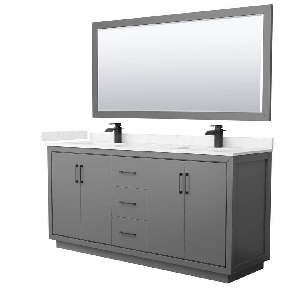 Icon 72 in. W x 22 in. D x 35 in. H Double Bath Vanity in Dark Gray with Carrara Cultured Marble Top and 70 in. Mirror price history on PriceWatchPro