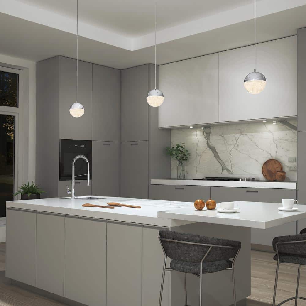 Chrome Globe LED Pendant Light with Glass Diffuser