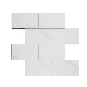 Collage Subway Carrara Marble 12.13 in. x 15.13 in. PVC Peel and Stick Tile (1.3 sq. ft./Pack)