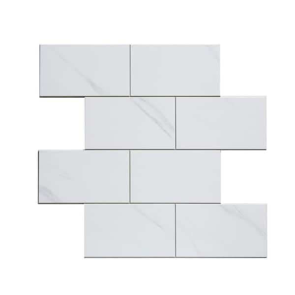 Aspect Collage Subway Carrara Marble 12.13 in. x 15.13 in. PVC Peel and Stick Tile (1.3 sq. ft./Pack)