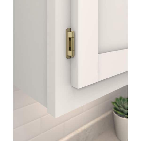 Golden Champagne 1/2 in (13 mm) Overlay Self Closing, Partial Wrap Cabinet Hinge (2-Pack)