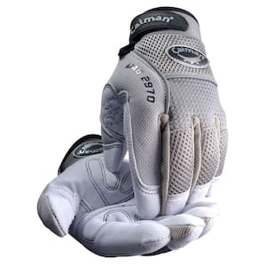 MAG Unisex X-Large Gray Top Grain Split Deerskin Leather Multi-Purpose Glove with AirMesh Back and Leather Padded Palm