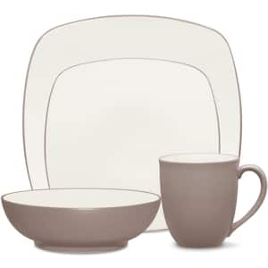 Colorwave Clay  4-Piece (Tan) Stoneware Square Place Setting, Service for 1