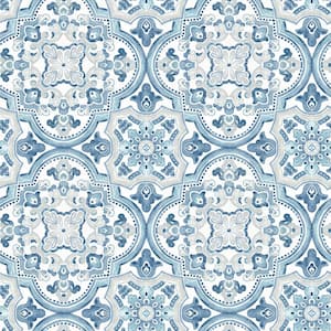 Concord Blue Medallion Fabric Pre-Pasted Matte Strippable Wallpaper
