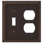 Georgian 2 Gang 1-Toggle and 1-Duplex Metal Wall Plate - Aged Bronze