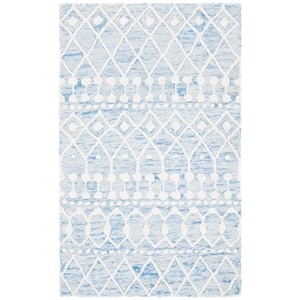 Blossom Blue/Ivory Doormat 3 ft. x 5 ft. Geometric Aztec Area Rug
